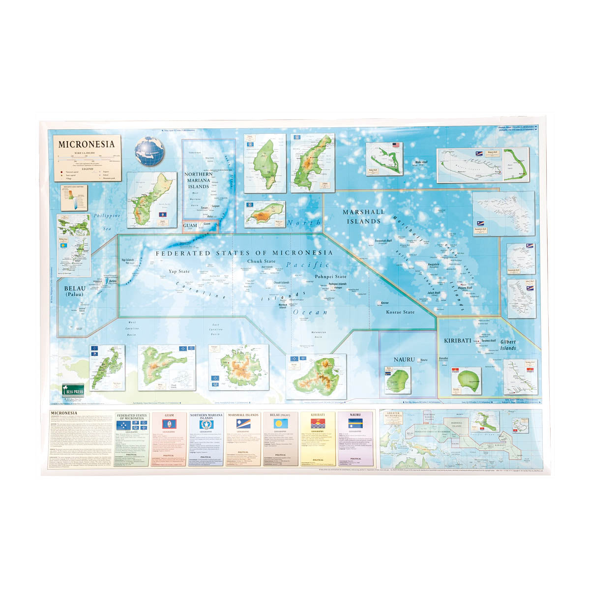 Pacific & Micronesia Map Spring Roller-Combo