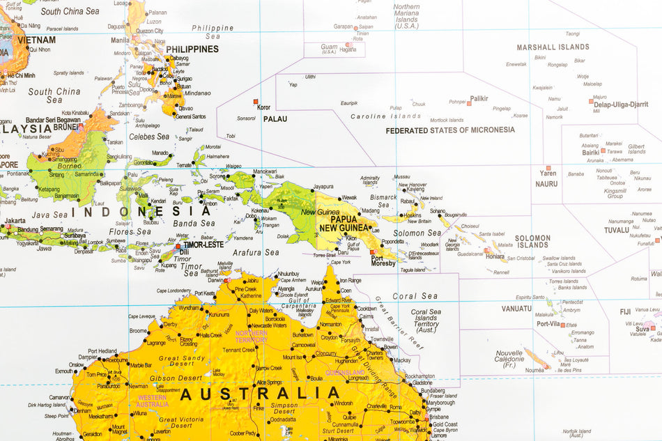 Pacific-Centered World Map (Flat) – Bess Press